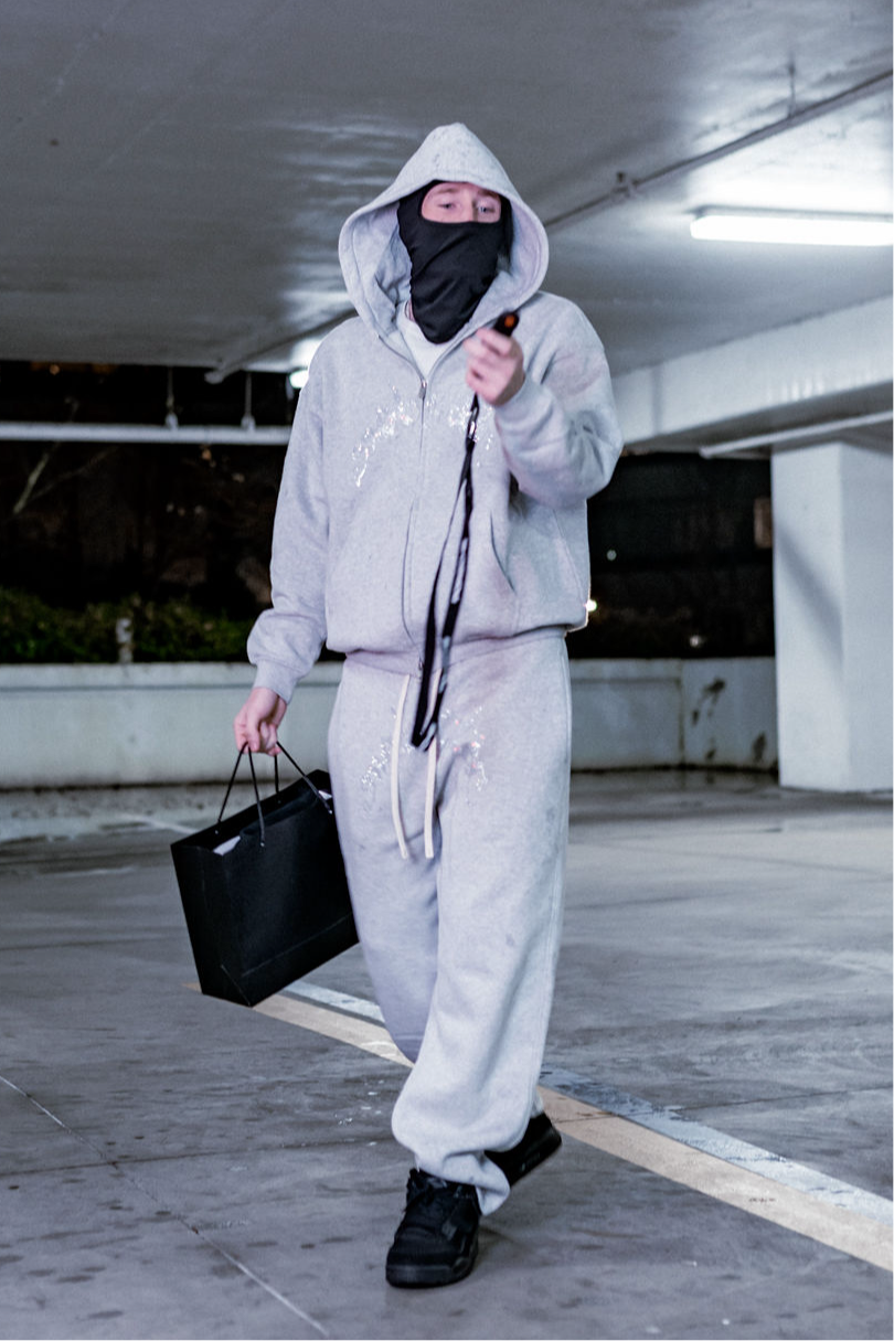 Grey Rhinestone Sweatpants