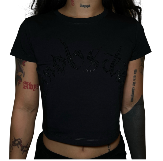 Black Rhinestone Baby Tee