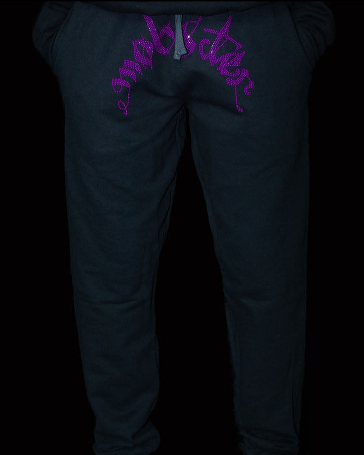 Violet Rhinestone Sweatpants