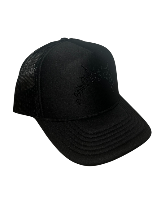 Black Rhinestone Trucker Hat