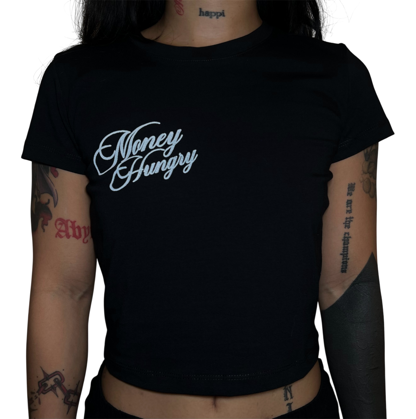 White Money Hungry Baby Tee