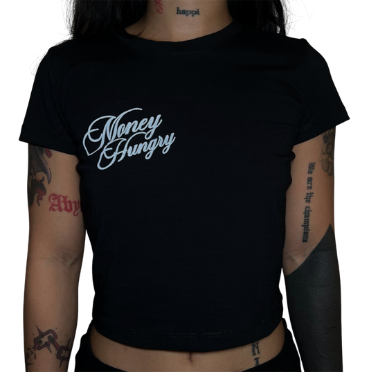 White Money Hungry Baby Tee